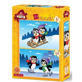 Art Kids 12+24 Parça Penguenler 2'li Çocuk Puzzle