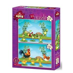 Art Kids 4496 Hayvanlar ve Yavruları 24x34 cm 35 ve 60 Parça İkili Puzzle
