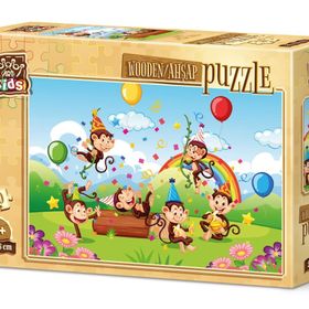 Art Kids Maymunlar Partisi 50 Parça Ahşap Puzzle