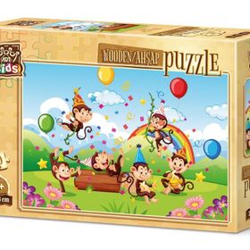 Art Kids Maymunlar Partisi 50 Parça Ahşap Puzzle