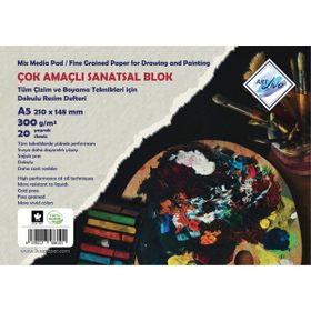 Art Liva 300 gr A5 Sulu Teknik Dokulu 20 Yaprak Sanatsal Resim Defteri