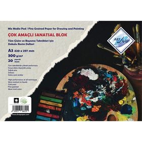Art Liva 300 gr Dokulu A4 Sulu Teknik 20 Yaprak Sanatsal Resim Defteri