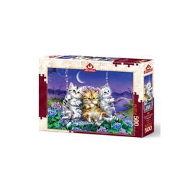 Art Puzzle 500 Parça Ayışığında Sallanan Kedicikler Puzzle