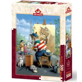 Art Puzzle 500 Parça Ressam Kedi Puzzle