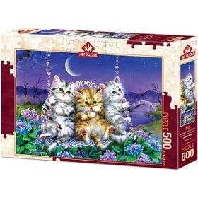 Art Puzzle 5086 Ayışığında Sallanan Kedicikler 500 Parça Puzzle