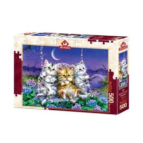 Art Puzzle 5086 Ayışığında Sallanan Kedicikler 500 Parça Puzzle