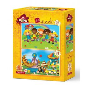 Art Puzzle 5551 12+24 Parça Eğlenen Çocuklar Puzzle