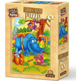 Art Puzzle Çalışkan Gergedan 16 Parça Ahşap Puzzle