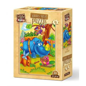 Art Puzzle Çalışkan Gergedan 16 Parça Ahşap Puzzle