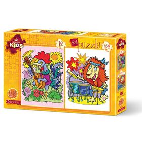 Art Puzzle Kids Müzisyen Hayvanlar 2'li 12+24 Parça Puzzle
