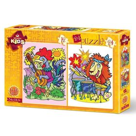 Art Puzzle Kids Müzisyen Hayvanlar 2'li 12+24 Parça Puzzle