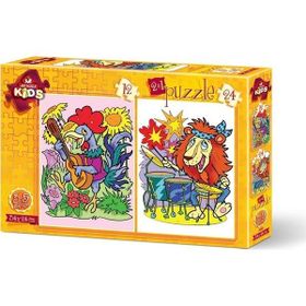 Art Puzzle Müzisyen Hayvanlar 2'li 12+24 Parça Yapboz