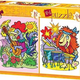Art Puzzle Müzisyen Hayvanlar 2'li 12+24 Parça Yapboz