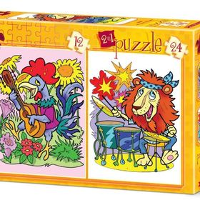 Art Puzzle Müzisyen Hayvanlar 2'li 12+24 Parça Yapboz