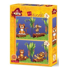 Art Puzzle Orman Dostları 12+24 Parça 2'li Çocuk Puzzle
