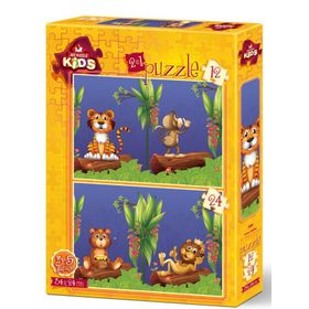 Art Puzzle Orman Dostları 12+24 Parça 2'li Çocuk Puzzle
