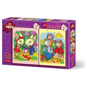 Art Puzzle Tavşanlar ve Ayı Ailesi 2'li 35+60 Parça Puzzle