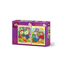 Art Puzzle Tavşanlar ve Ayı Ailesi 2'li 35+60 Parça Puzzle