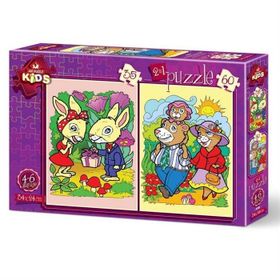 Art Tavşanlar ve Ayı Ailesi 35+60 Parça Puzzle