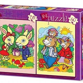 Art Tavşanlar ve Ayı Ailesi 35+60 Parça Puzzle
