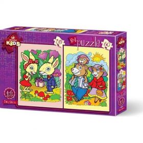 Art Tavşanlar ve Ayı Ailesi 35+60 Parça Puzzle