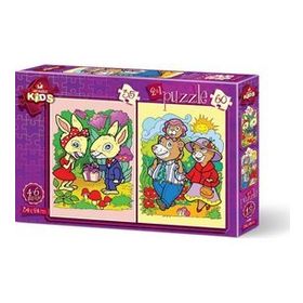 Art Tavşanlar ve Ayı Ailesi 35+60 Parça Puzzle