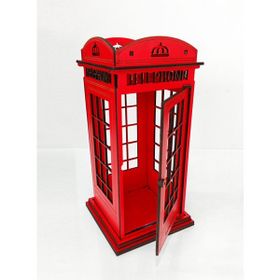 Artaş Dekoratif Kırmızı Ahşap London Maket Telefon Kulübesi