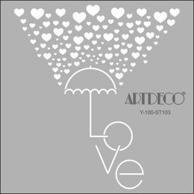 Artdeco 103 Aşk 30x30 cmŞemsiyesi Stencil Boyama Şablonu