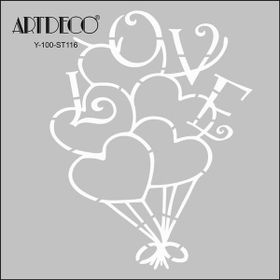 Artdeco 116 Kalp Balon 30x30 cm Stencil Boyama Şablonu