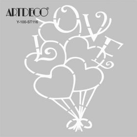 Artdeco 116 Kalp Balon 30x30 cm Stencil Boyama Şablonu