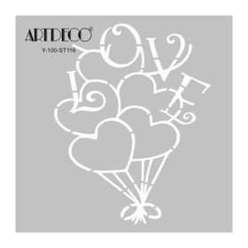 Artdeco 116 Kalp Balon 30x30 cm Stencil Boyama Şablonu