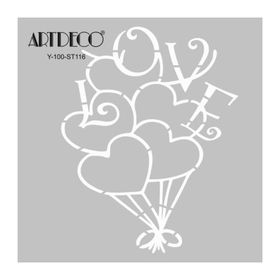 Artdeco 116 Kalp Balon 30x30 cm Stencil Boyama Şablonu