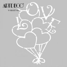 Artdeco 116 Kalp Balon 30x30 cm Stencil Boyama Şablonu
