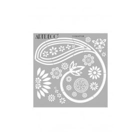 Artdeco 129 Şal Deseni 30x30 cm Stencil Boyama Şablonu