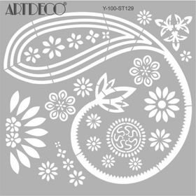 Artdeco 129 Şal Deseni 30x30 cm Stencil Boyama Şablonu