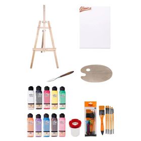 Artdeco 140 ml Akrilik Boya 50x70 Tuval Ahşap Palet Şövale Seti