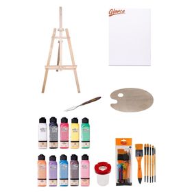 Artdeco 140 ml Akrilik Boya 50x70 Tuval Ahşap Palet Şövale Seti