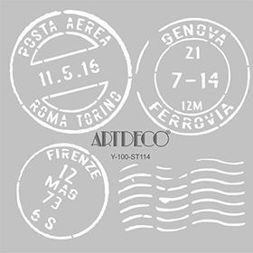 Artdeco İtalyan Posta Pulu 114 30x30 cm Stencil