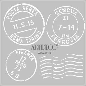 Artdeco İtalyan Posta Pulu 114 30x30 cm Stencil