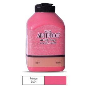 Artdeco Y-070L-3604 Pembe 500 ml Akrilik Boya