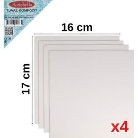 Artebella 16x17 cm 4'lü Set Preslenmiş Tuval Kompozit