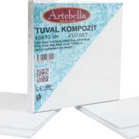 Artebella 4'lü set 10x10 cm Tuval Kompozit