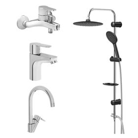 Artema Solid S Lavabo, Banyo, Eviye Batarya Ve Valtemo Tepe Duş Seti VS-5280
