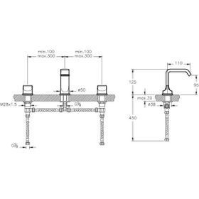 Artema Suit U A42510 Lavabo Bataryası, 3 Delikli Lavabolar için, Krom