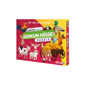 Artenino Çiftlik Hayvanları 12 Büyük Parça Dokun Hisset Puzzle