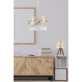 Art&Gift Dallı Kumaş Salon Oturma Odası Yatak Odası İkili Avize ve Abajur Seti