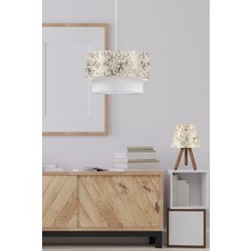 Art&Gift Dallı Kumaş Salon Oturma Odası Yatak Odası İkili Avize ve Abajur Seti