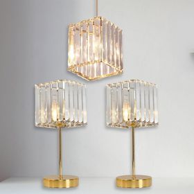 Art&Gift Metal Kristal Camlı Sarkıt Avize ve Abajur Seti Yatak Odası Abajur Salon Avize