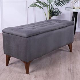 Art&Gift Zümre Gri Yatak Odası Ayak Ucu Oturma Odası Antre Sandıklı Puf
