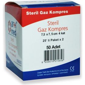 Artı Med Steril 7,5 cm x 7,5 cm 25'li 2 Paket Gaz Kompres
